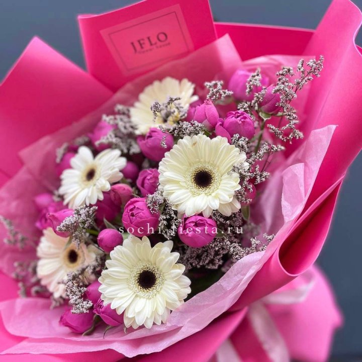 Букет гербер и мисти бабблс  в Армавире