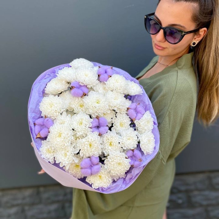  Букет  хризантем и хлопка в Армавире