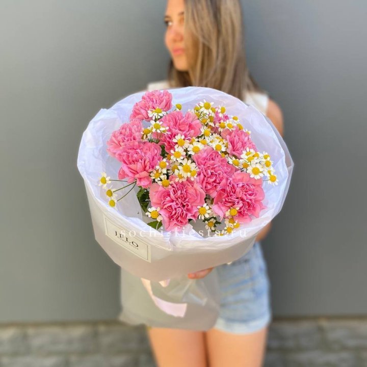 Дуобукет диантусов и ромашек в Армавире