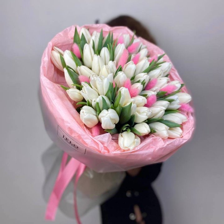 51 белый тюльпан "Рози" в Армавире