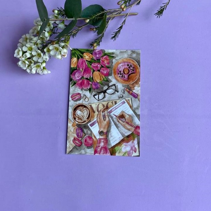 Открытка к букету "Леди на работе" в Армавире