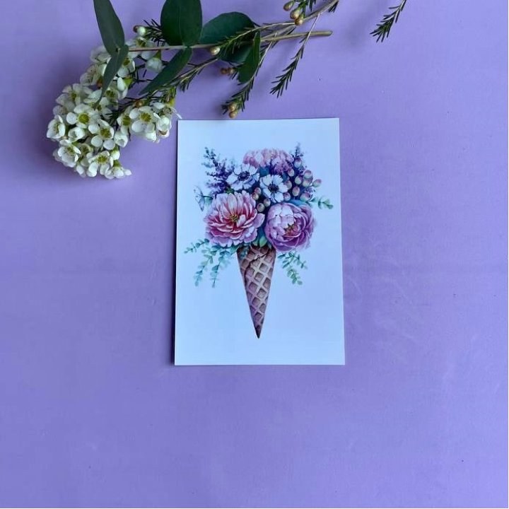 Открытка к букету "Цветочно-кремовый" в Армавире