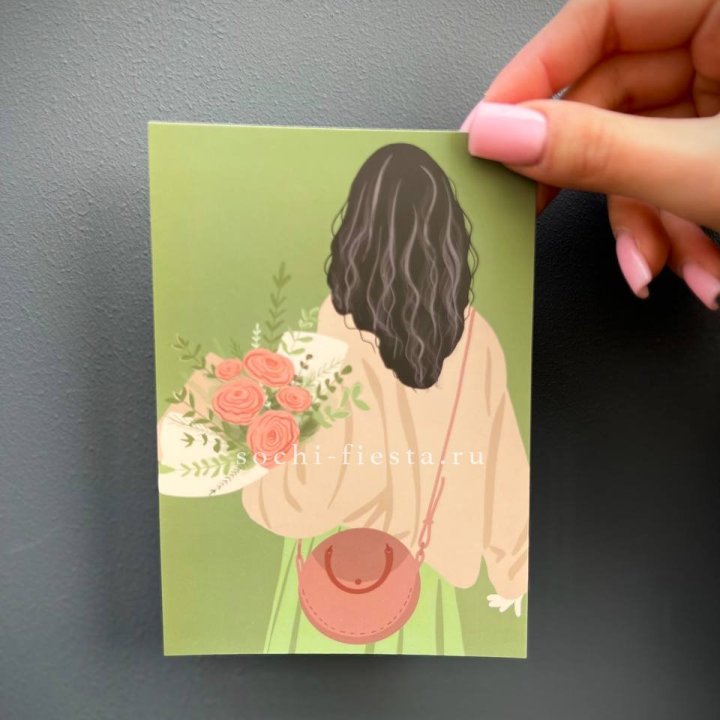 Открытка к букету "Потрясающая девушка" в Армавире