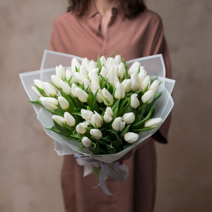 51 белый тюльпан в Армавире